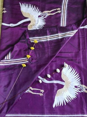 Blended Bangalore Silk Kantha Stitch Saree