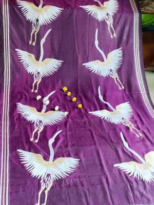 Blended Bangalore Silk Kantha Stitch Saree